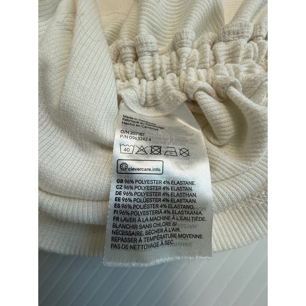 H&M Divided Sleeveless Ribbed Dress‎ Bodycon Ruched Drawstring Beige Small - Picture 6 of 6